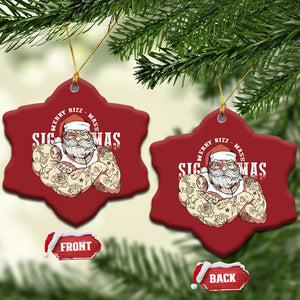 Funny Xmas Santa Christmas Ornament Merry Rizzmas Sigmas Charisma Rizz Santa TS11 Snow Flake Red Print Your Wear