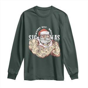 Funny Christmas Santa Long Sleeve Shirt Merry Rizzmas Sigmas Charisma Rizz Santa TS11 Dark Forest Green Print Your Wear