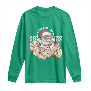 Funny Christmas Santa Long Sleeve Shirt Merry Rizzmas Sigmas Charisma Rizz Santa TS11 Irish Green Print Your Wear