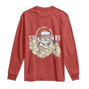 Funny Christmas Santa Long Sleeve Shirt Merry Rizzmas Sigmas Charisma Rizz Santa TS11 Red Print Your Wear