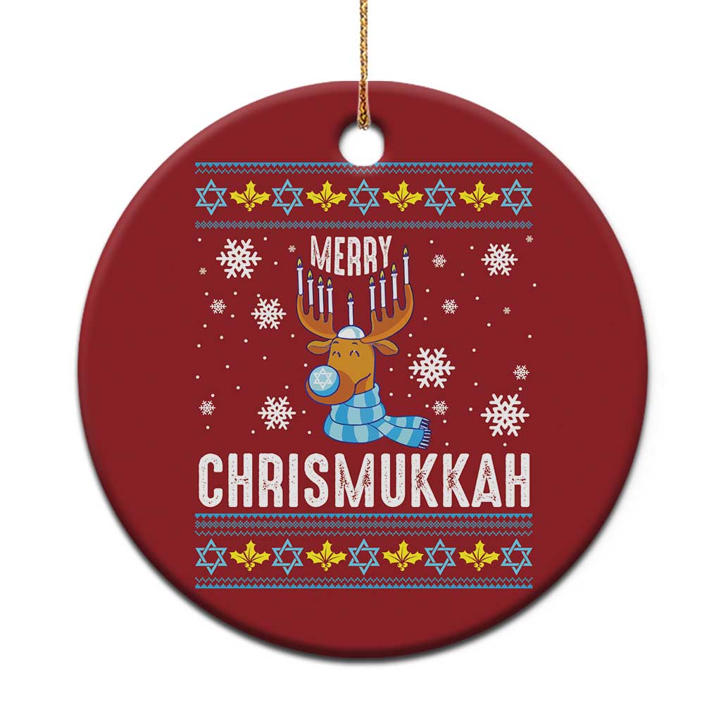 Funny Hanukkah Xmas Christmas Ornament Merry Chrismukkah Reindeer David Stars Menorah TS11 Print Your Wear