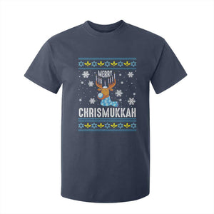 Funny Hanukkah Christmas T Shirt For Kid Merry Chrismukkah Reindeer David Stars Menorah TS11 Navy Print Your Wear