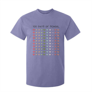 Funny 100 Days Of School Cute Pastel Heart Sketch T Shirt For Kid TS11 Violet Print Your Wear