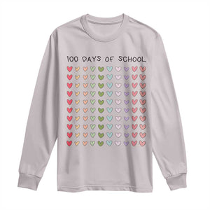 Funny 100 Days Of School Cute Pastel Heart Sketch Long Sleeve Shirt TS11 Ice Gray Print Your Wear