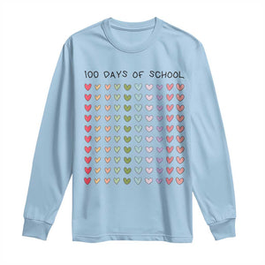 Funny 100 Days Of School Cute Pastel Heart Sketch Long Sleeve Shirt TS11 Light Blue Print Your Wear