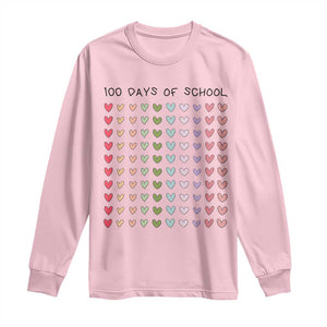 Funny 100 Days Of School Cute Pastel Heart Sketch Long Sleeve Shirt TS11 Light Pink Print Your Wear