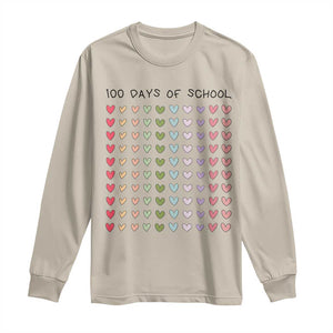 Funny 100 Days Of School Cute Pastel Heart Sketch Long Sleeve Shirt TS11 Sand Print Your Wear