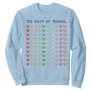 Funny 100 Days Of School Cute Pastel Heart Sketch Sweatshirt TS11 Light Blue Print Your Wear