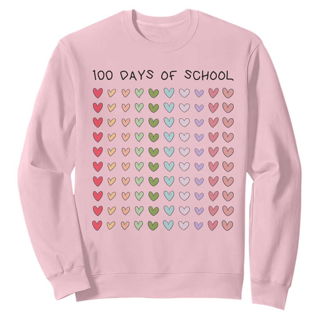 Funny 100 Days Of School Cute Pastel Heart Sketch Sweatshirt TS11 Light Pink Print Your Wear