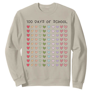 Funny 100 Days Of School Cute Pastel Heart Sketch Sweatshirt TS11 Sand Print Your Wear