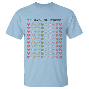 Funny 100 Days Of School Cute Pastel Heart Sketch T Shirt TS11 Light Blue Print Your Wear