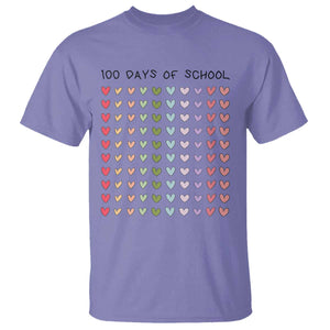 Funny 100 Days Of School Cute Pastel Heart Sketch T Shirt TS11 Violet Print Your Wear