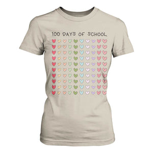 Funny 100 Days Of School Cute Pastel Heart Sketch T Shirt For Women TS11 Sand Print Your Wear