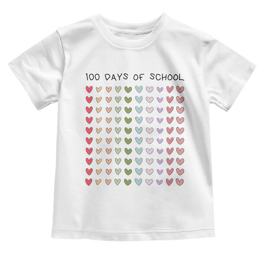 Funny 100 Days Of School Cute Pastel Heart Sketch Toddler T Shirt TS11 White Print Your Wear