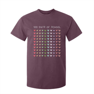 Funny 100 Days Of School Pastel Heart Sketch T Shirt For Kid TS11 Maroon Print Your Wear