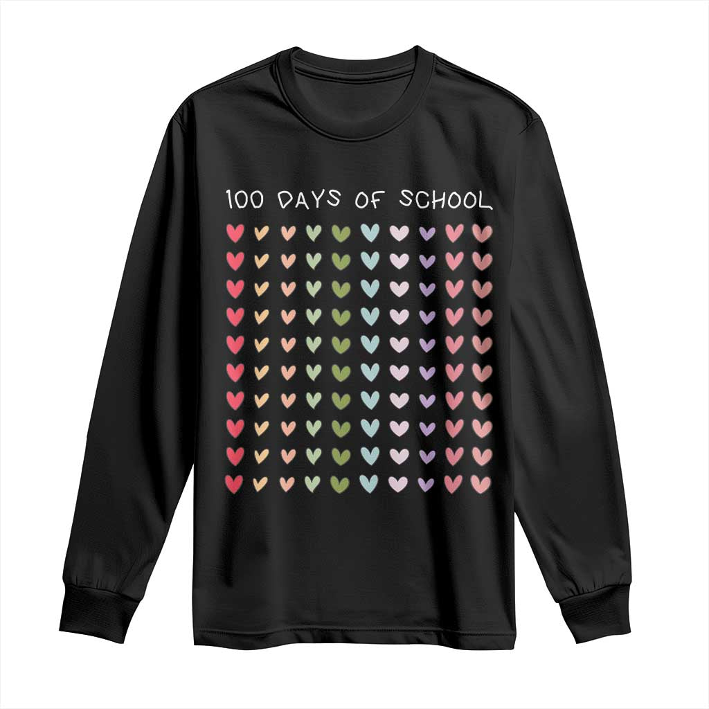 Funny 100 Days Of School Pastel Heart Sketch Long Sleeve Shirt TS11 Black Print Your Wear