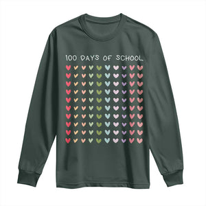 Funny 100 Days Of School Pastel Heart Sketch Long Sleeve Shirt TS11 Dark Forest Green Print Your Wear