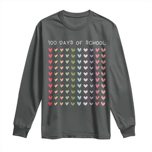 Funny 100 Days Of School Pastel Heart Sketch Long Sleeve Shirt TS11 Dark Heather Print Your Wear