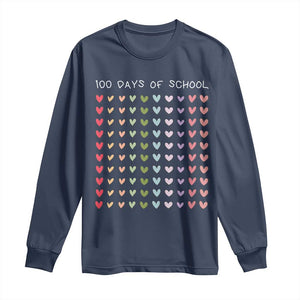 Funny 100 Days Of School Pastel Heart Sketch Long Sleeve Shirt TS11 Navy Print Your Wear