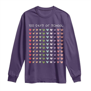 Funny 100 Days Of School Pastel Heart Sketch Long Sleeve Shirt TS11 Purple Print Your Wear