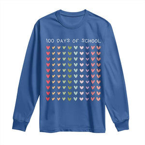 Funny 100 Days Of School Pastel Heart Sketch Long Sleeve Shirt TS11 Royal Blue Print Your Wear