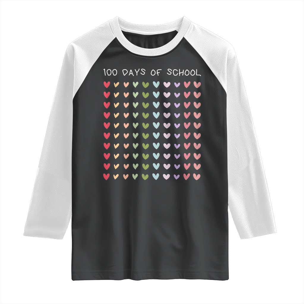 Funny 100 Days Of School Pastel Heart Sketch Raglan Shirt TS11 Black White Print Your Wear