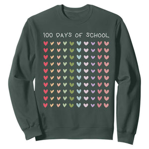 Funny 100 Days Of School Pastel Heart Sketch Sweatshirt TS11 Dark Forest Green Print Your Wear