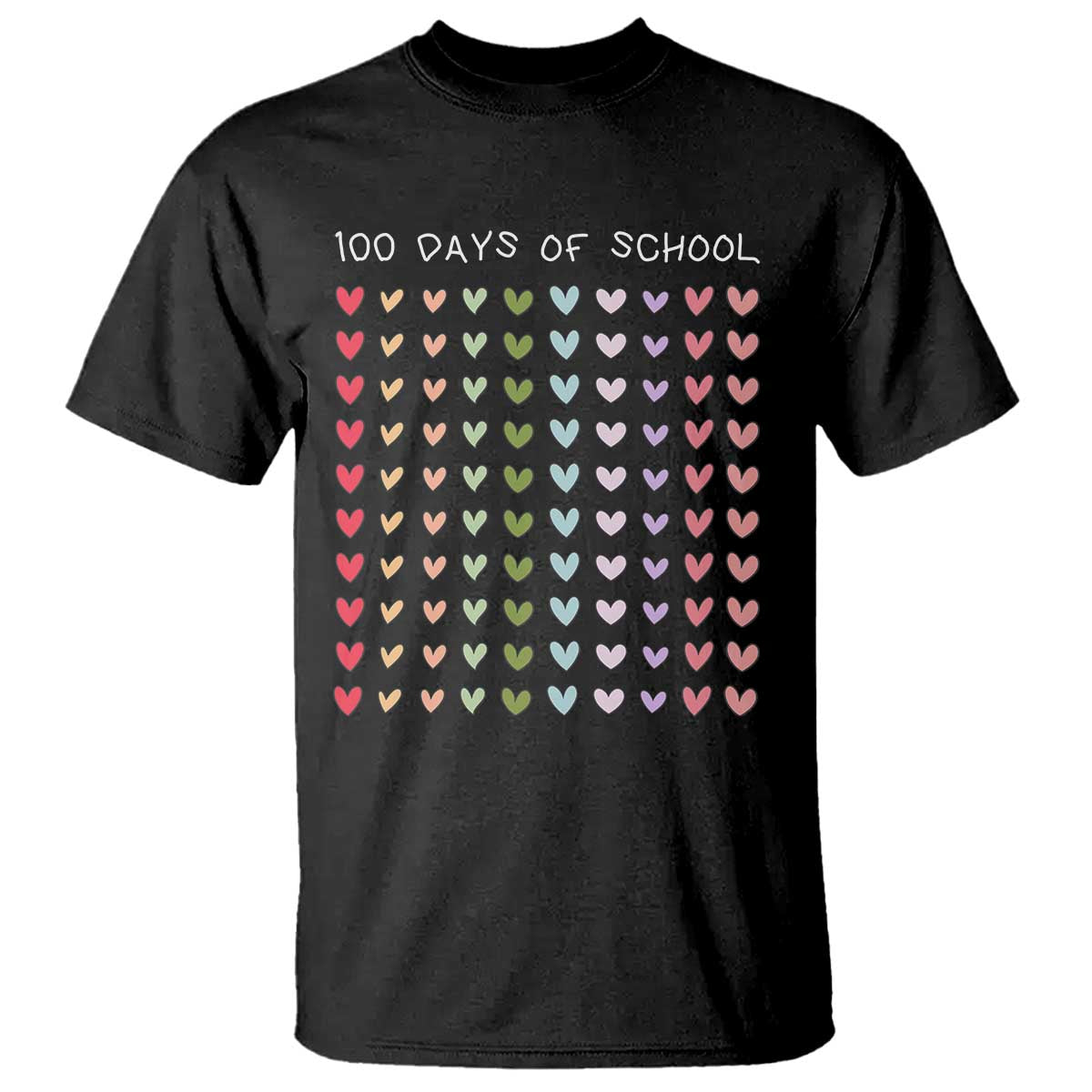 Funny 100 Days Of School Pastel Heart Sketch T Shirt TS11 Black Print Your Wear