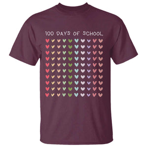 Funny 100 Days Of School Pastel Heart Sketch T Shirt TS11 Maroon Print Your Wear