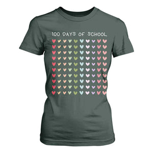 Funny 100 Days Of School Pastel Heart Sketch T Shirt For Women TS11 Dark Forest Green Print Your Wear