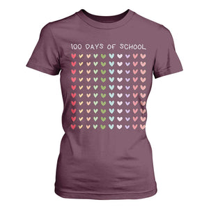 Funny 100 Days Of School Pastel Heart Sketch T Shirt For Women TS11 Maroon Print Your Wear