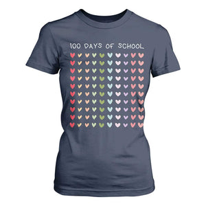 Funny 100 Days Of School Pastel Heart Sketch T Shirt For Women TS11 Navy Print Your Wear