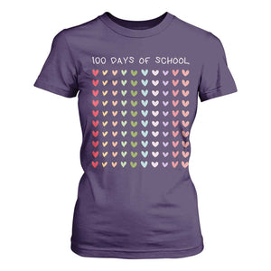 Funny 100 Days Of School Pastel Heart Sketch T Shirt For Women TS11 Purple Print Your Wear