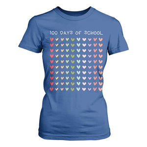 Funny 100 Days Of School Pastel Heart Sketch T Shirt For Women TS11 Royal Blue Print Your Wear