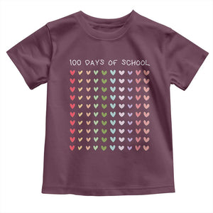 Funny 100 Days Of School Pastel Heart Sketch Toddler T Shirt TS11 Maroon Print Your Wear