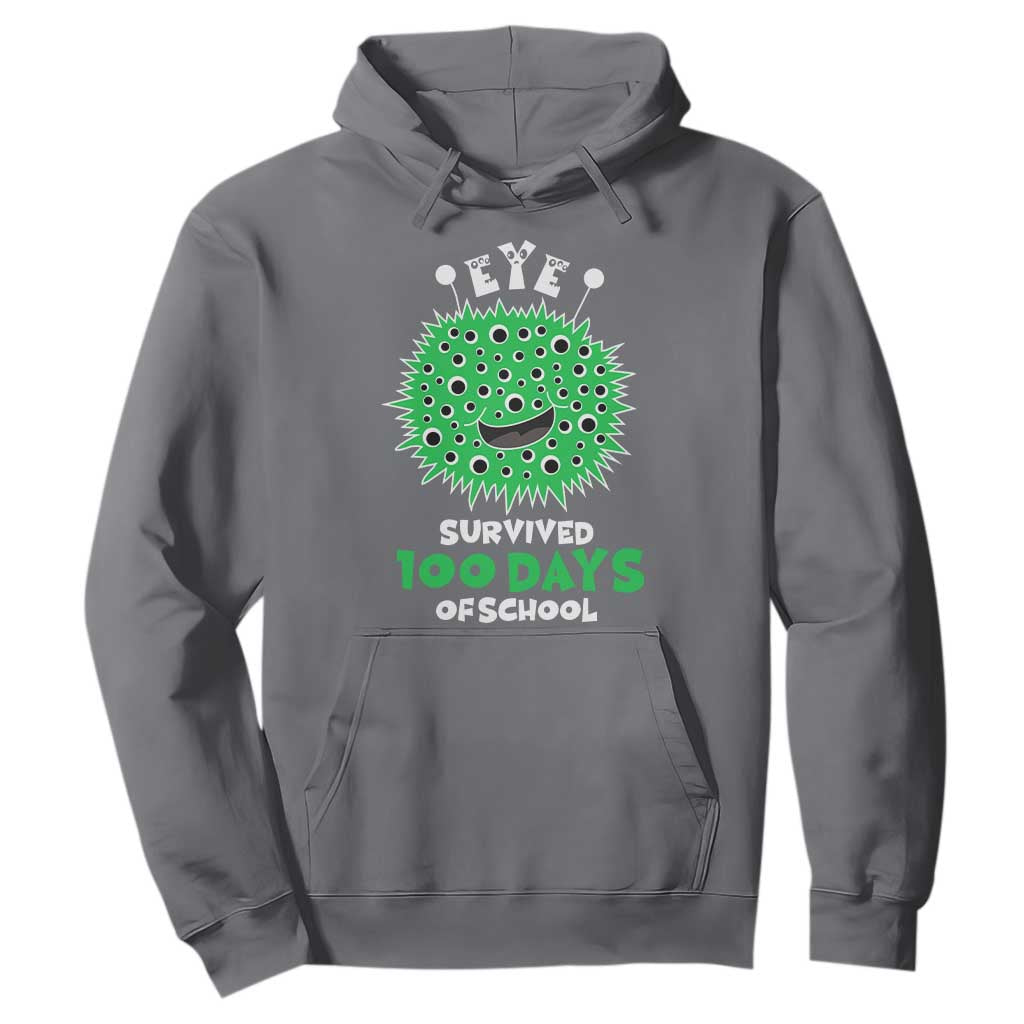 Funny Monster Virus Eye Survived 100 Days Of School Hoodie TS11 Charcoal Print Your Wear