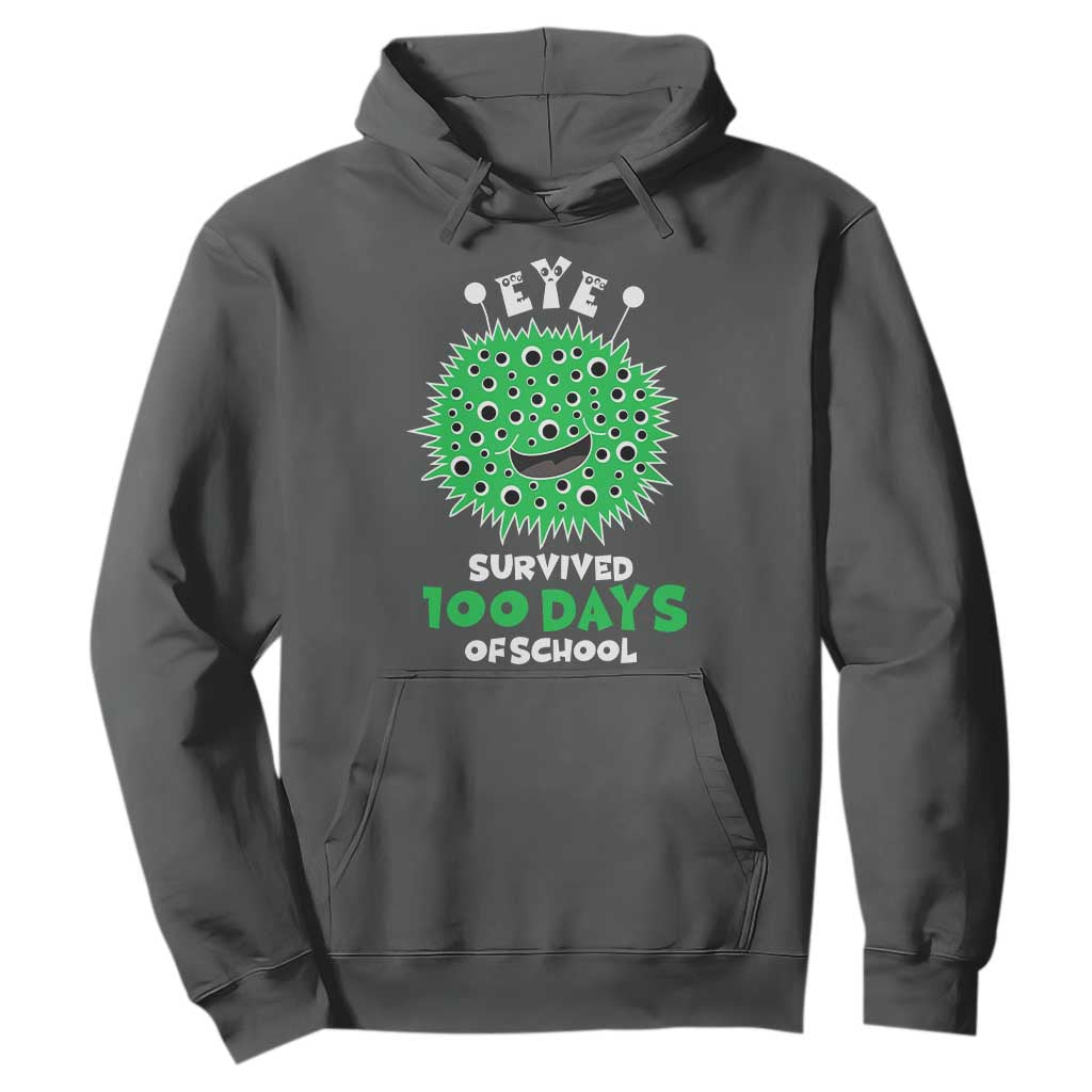 Funny Monster Virus Eye Survived 100 Days Of School Hoodie TS11 Dark Heather Print Your Wear