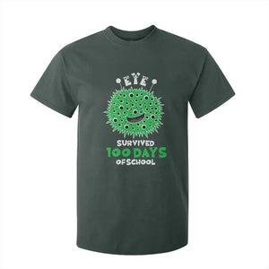 Funny Monster Virus Eye Survived 100 Days Of School T Shirt For Kid TS11 Dark Forest Green Print Your Wear