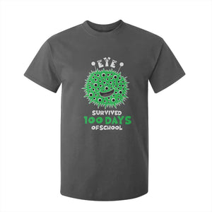 Funny Monster Virus Eye Survived 100 Days Of School T Shirt For Kid TS11 Dark Heather Print Your Wear