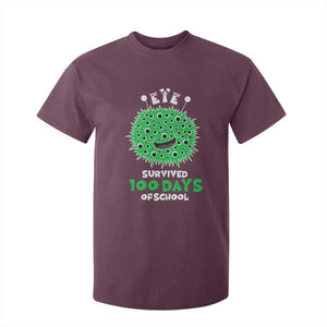 Funny Monster Virus Eye Survived 100 Days Of School T Shirt For Kid TS11 Maroon Print Your Wear