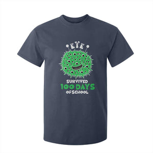 Funny Monster Virus Eye Survived 100 Days Of School T Shirt For Kid TS11 Navy Print Your Wear