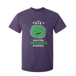 Funny Monster Virus Eye Survived 100 Days Of School T Shirt For Kid TS11 Purple Print Your Wear