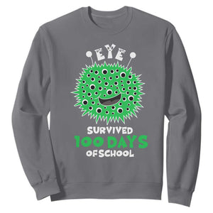 Funny Monster Virus Eye Survived 100 Days Of School Sweatshirt TS11 Charcoal Print Your Wear