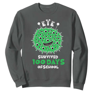Funny Monster Virus Eye Survived 100 Days Of School Sweatshirt TS11 Dark Heather Print Your Wear