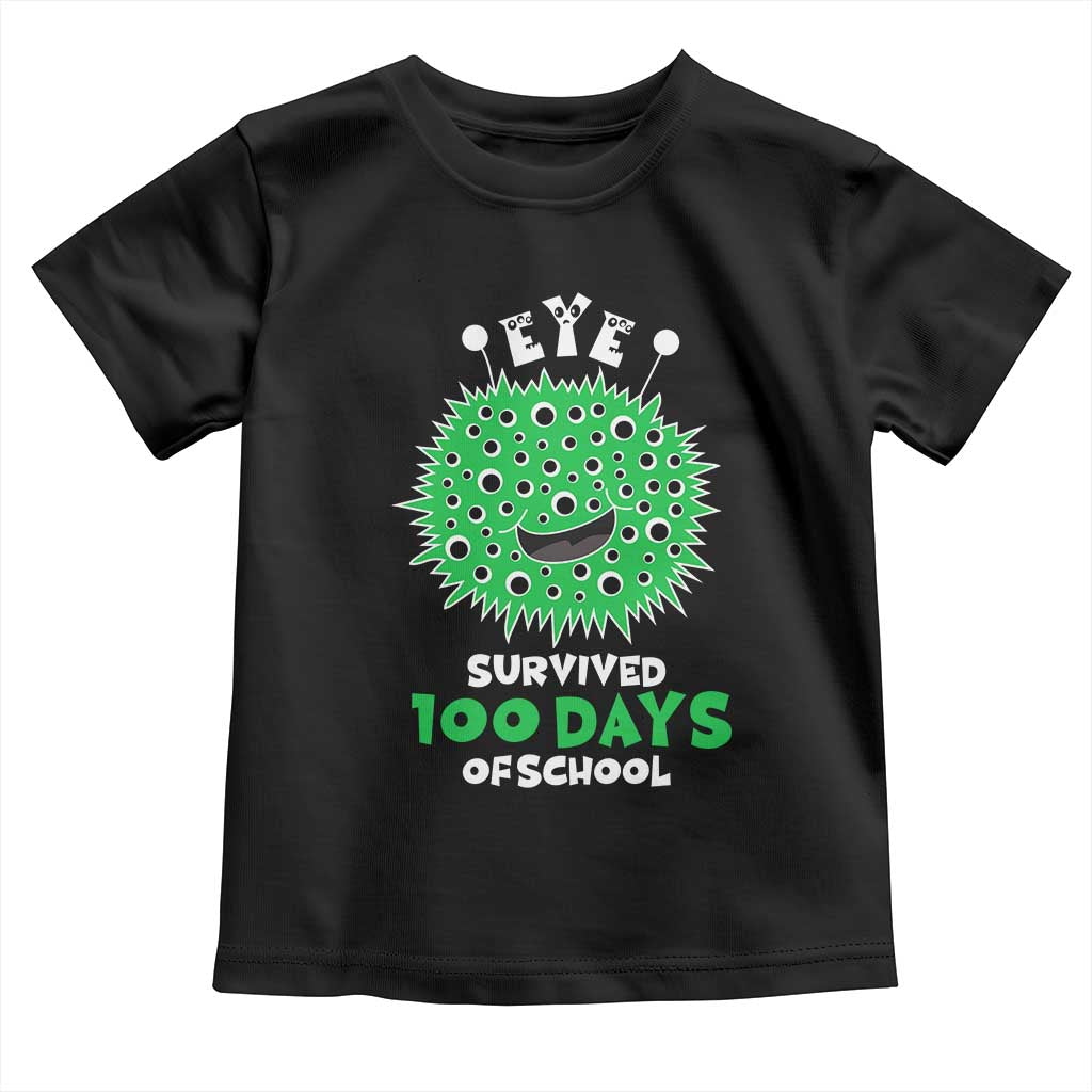 Funny Monster Virus Eye Survived 100 Days Of School Toddler T Shirt TS11 Black Print Your Wear