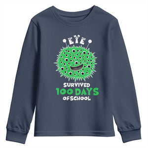 Funny Monster Virus Eye Survived 100 Days Of School Youth Sweatshirt TS11 Navy Print Your Wear