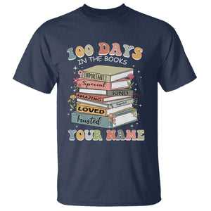 Personalized 100 Days In The Books T Shirt Custom Name Mr Mrs Teachers 100th Days Of School TS11 Navy Print Your Wear