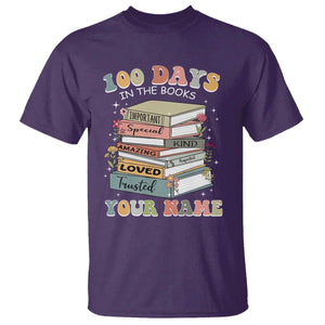 Personalized 100 Days In The Books T Shirt Custom Name Mr Mrs Teachers 100th Days Of School TS11 Purple Print Your Wear