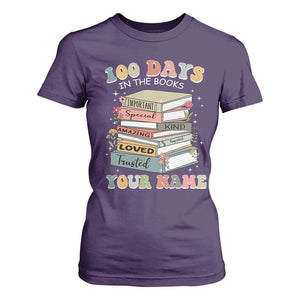 Personalized 100 Days In The Books T Shirt For Women Custom Name Mr Mrs Teachers 100th Days Of School TS11 Purple Print Your Wear