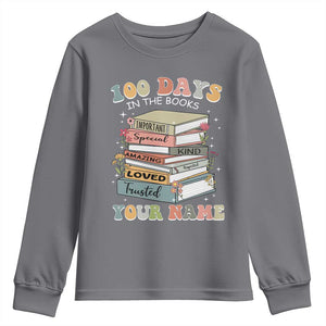 Personalized 100 Days In The Books Youth Sweatshirt Custom Name Mr Mrs Teachers 100th Days Of School TS11 Charcoal Print Your Wear